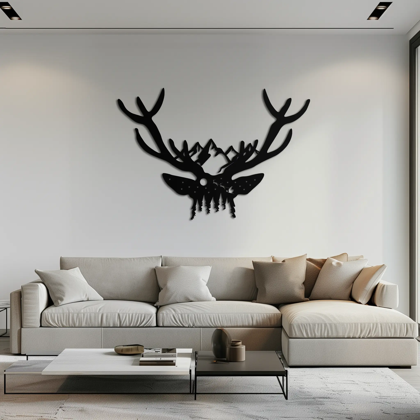 Majestic Deer Skull Metal Wall Art - Nature-Inspired Antler Decor- KAF300 by Enova Art