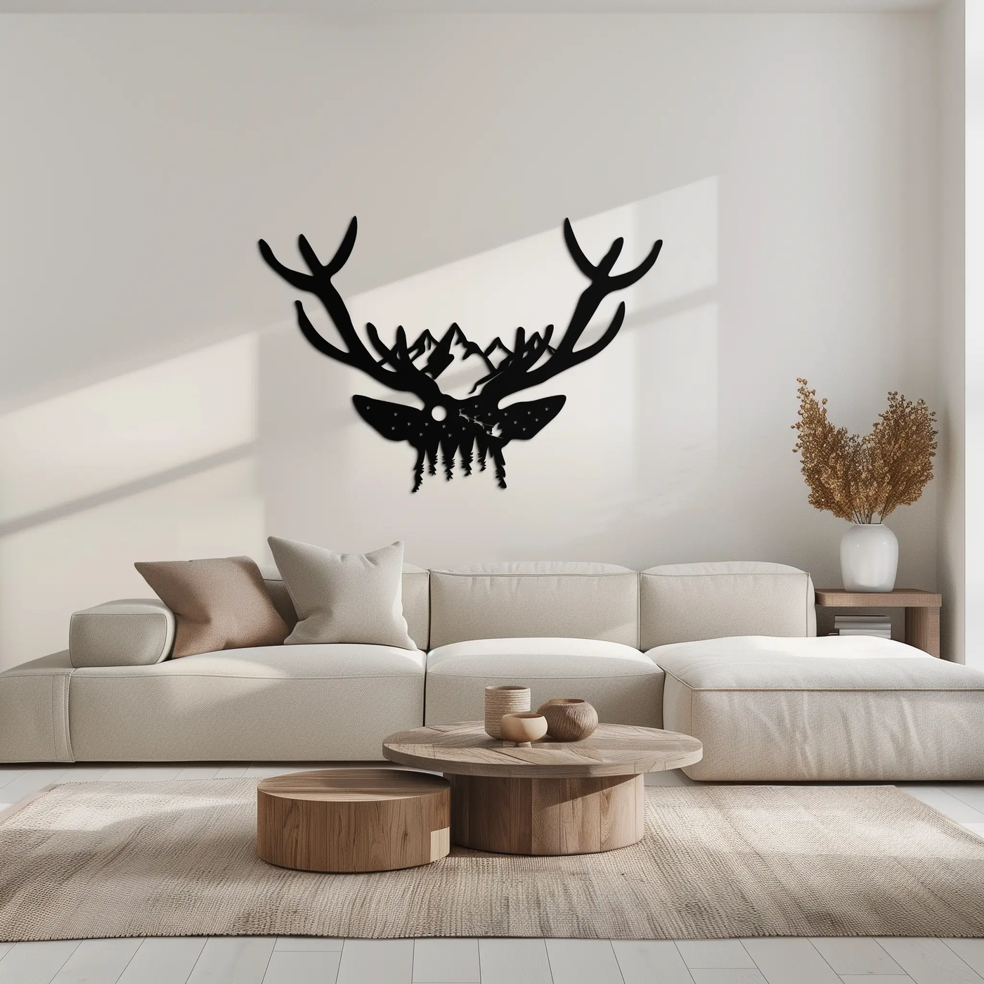 Majestic Deer Skull Metal Wall Art - Nature-Inspired Antler Decor- KAF300 by Enova Art