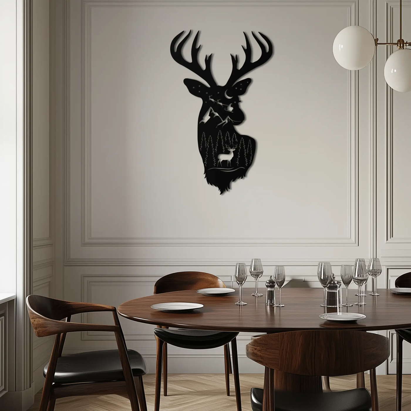 Majestic Deer Metal Wall Art - Nature-Inspired Steel Silhouette Decor- KAF301 by Enova Art