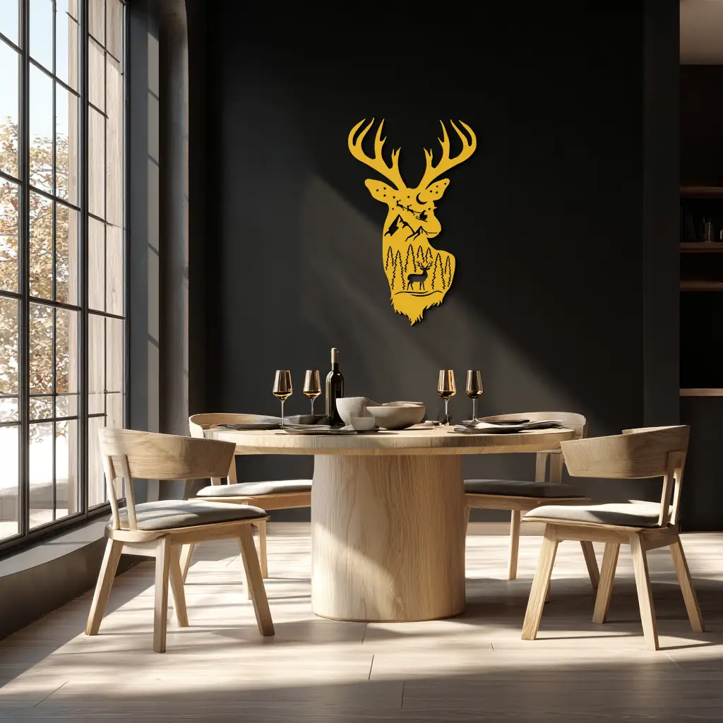 Majestic Deer Metal Wall Art - Nature-Inspired Steel Silhouette Decor- KAF301 by Enova Art