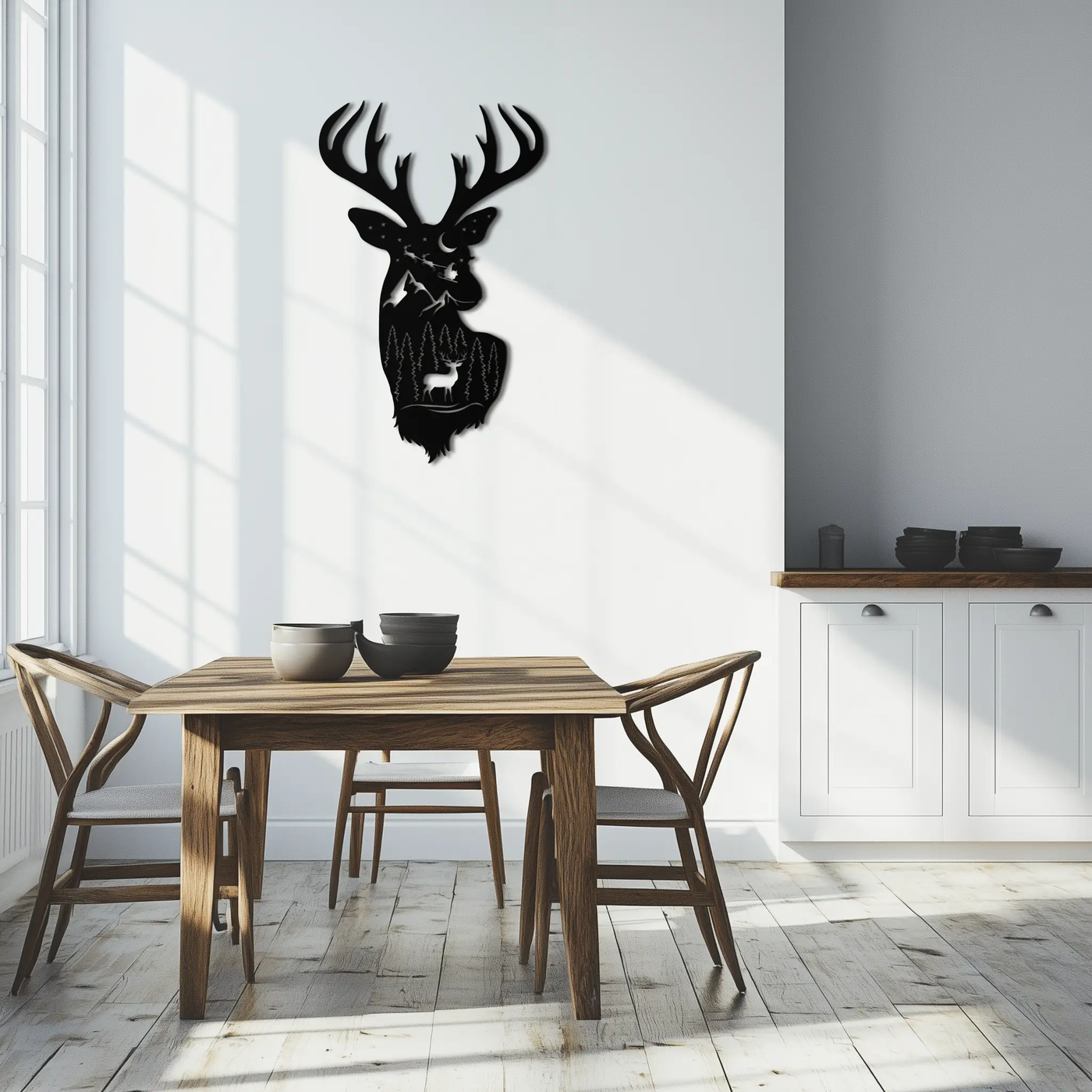 Majestic Deer Metal Wall Art - Nature-Inspired Steel Silhouette Decor- KAF301 by Enova Art