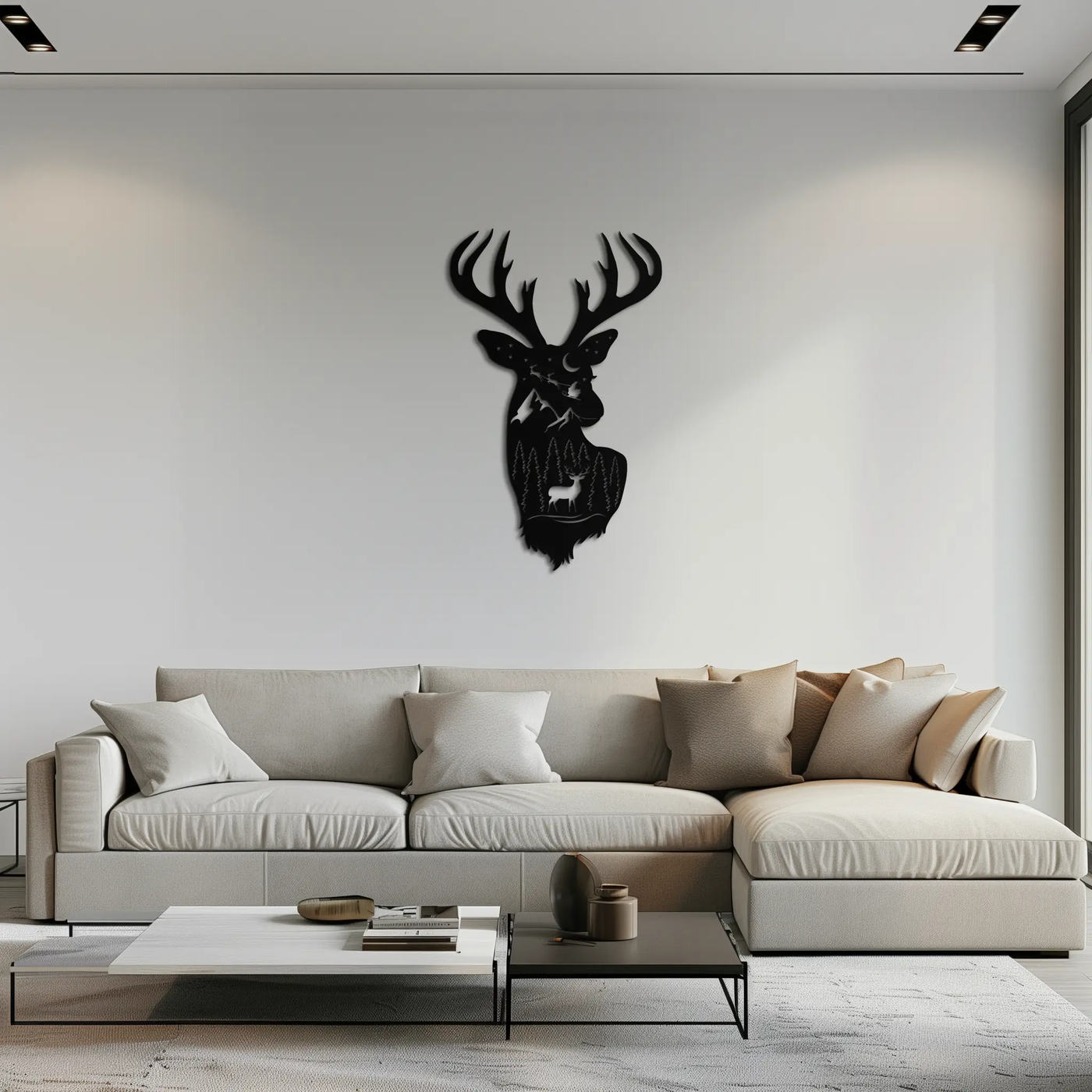 Majestic Deer Metal Wall Art - Nature-Inspired Steel Silhouette Decor- KAF301 by Enova Art