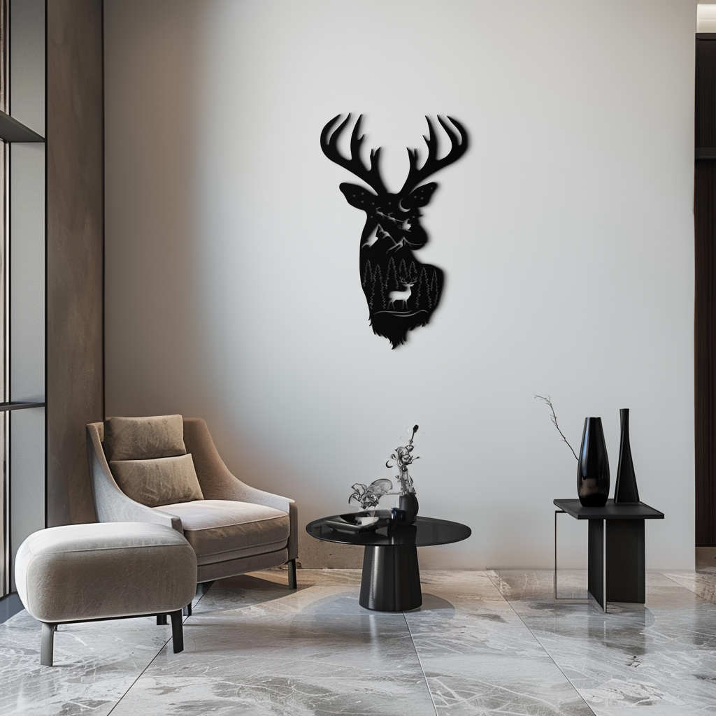 Majestic Deer Metal Wall Art - Nature-Inspired Steel Silhouette Decor- KAF301 by Enova Art