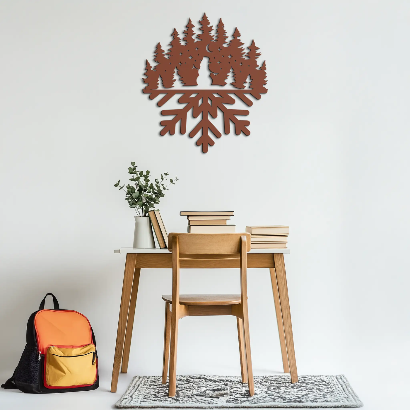 Snowflake Forest Metal Wall Art - Winter Tree Silhouette Home Decor- KAF303 by Enova Art