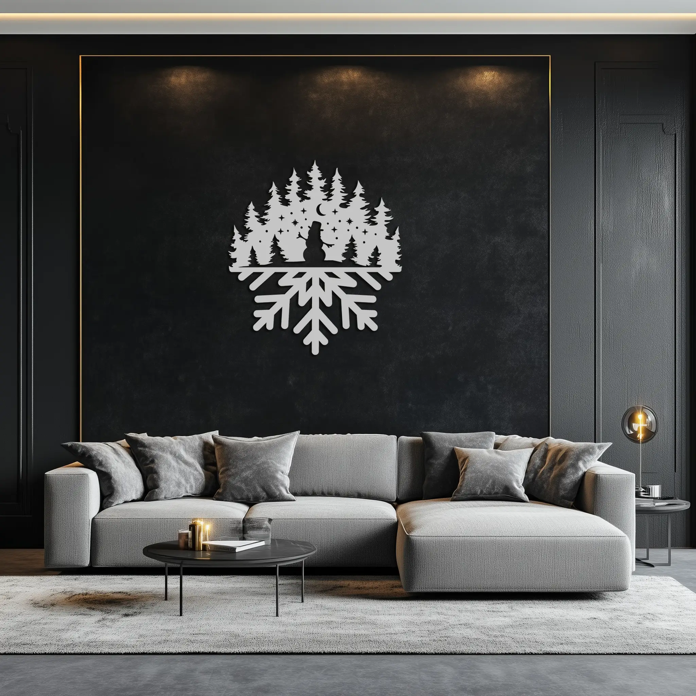 Snowflake Forest Metal Wall Art - Winter Tree Silhouette Home Decor- KAF303 by Enova Art