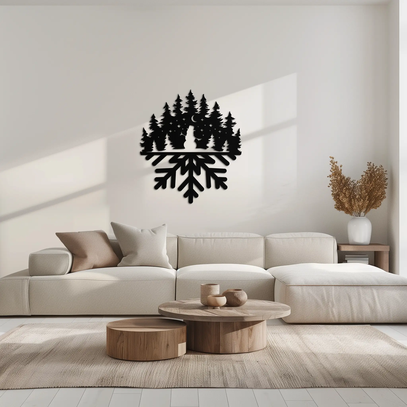 Snowflake Forest Metal Wall Art - Winter Tree Silhouette Home Decor- KAF303 by Enova Art