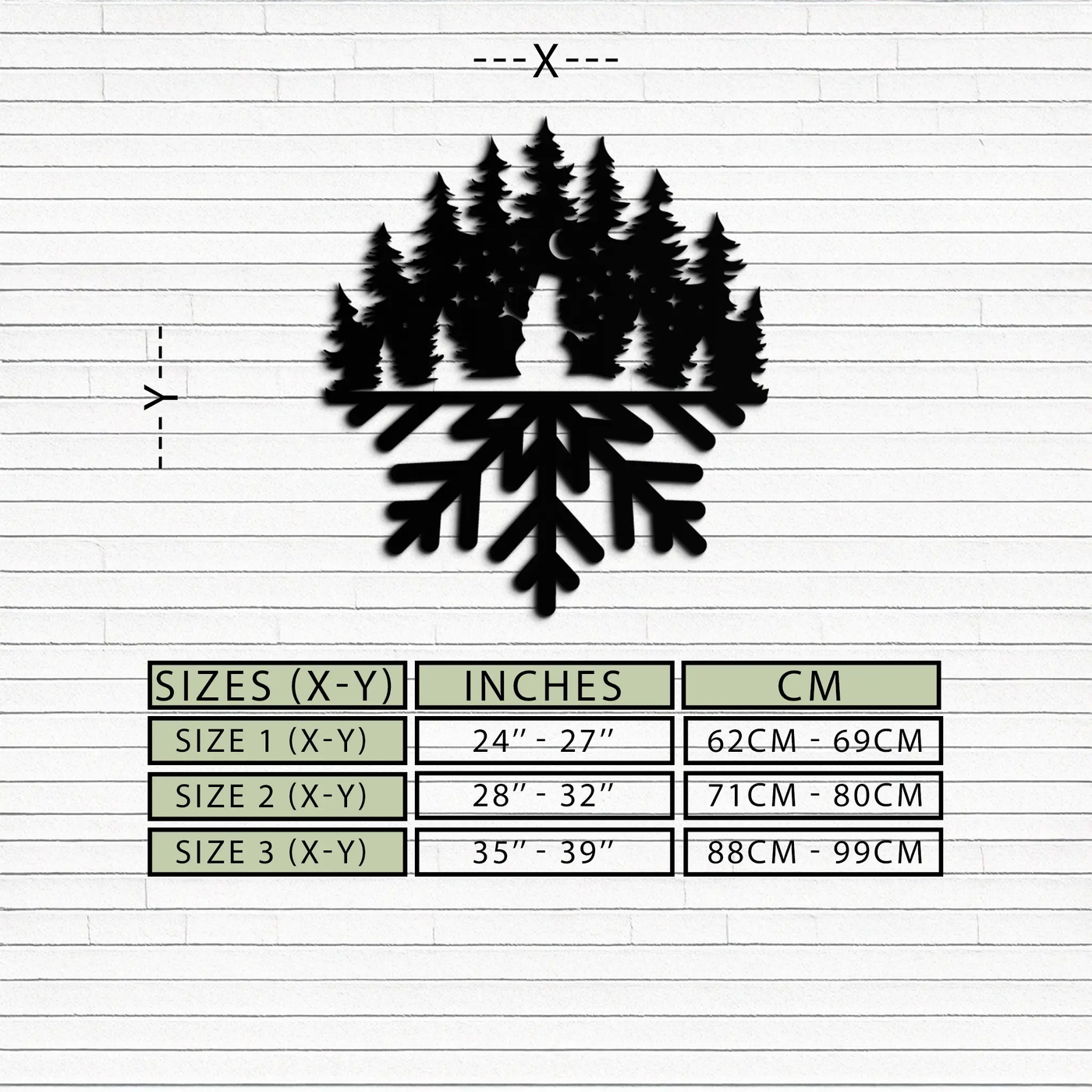 Snowflake Forest Metal Wall Art - Winter Tree Silhouette Home Decor- KAF303 by Enova Art