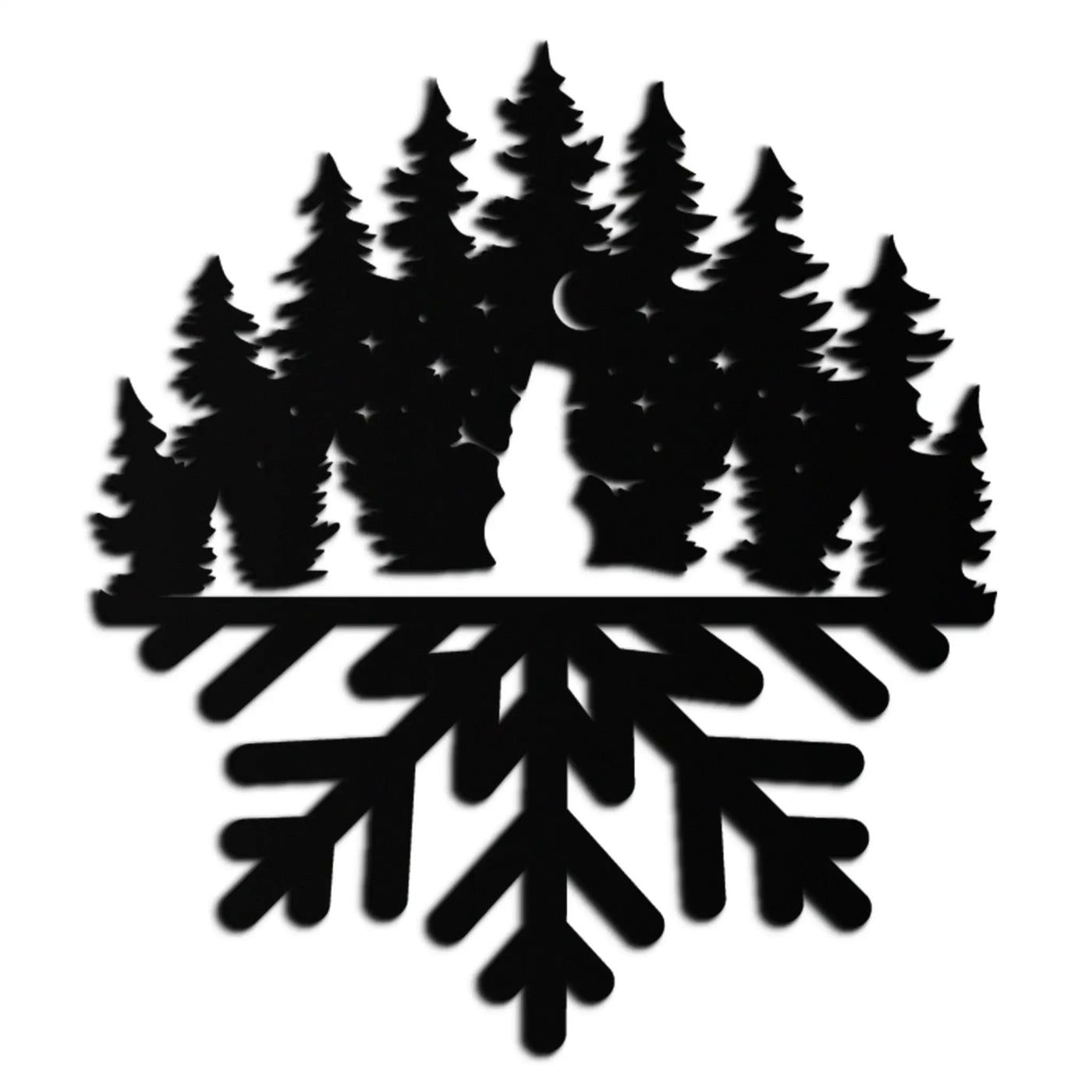 Snowflake Forest Metal Wall Art - Winter Tree Silhouette Home Decor- KAF303 by Enova Art