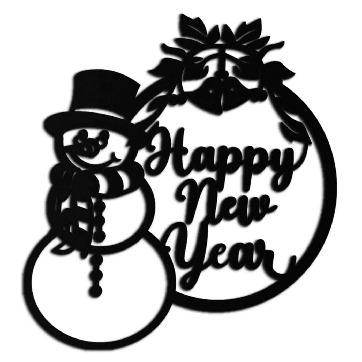 Happy New Year Metal Wall Art - Snowman Holiday Decor for Christmas and Winter- KAF305 by Enova Art