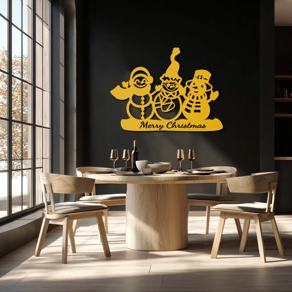 Frosty Trio Metal Wall Art - Merry Christmas Snowman Holiday Decor- KAF306 by Enova Art