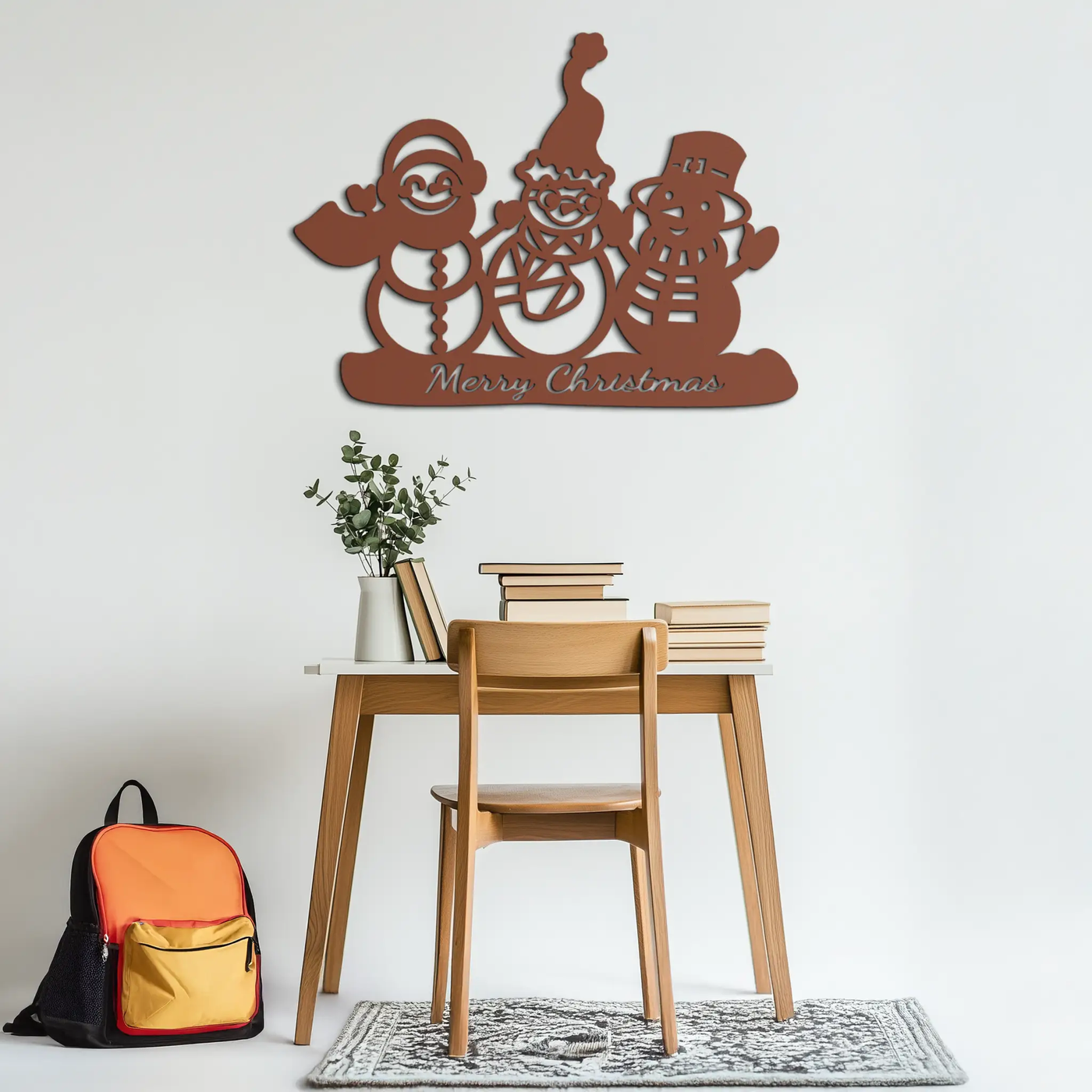 Frosty Trio Metal Wall Art - Merry Christmas Snowman Holiday Decor- KAF306 by Enova Art
