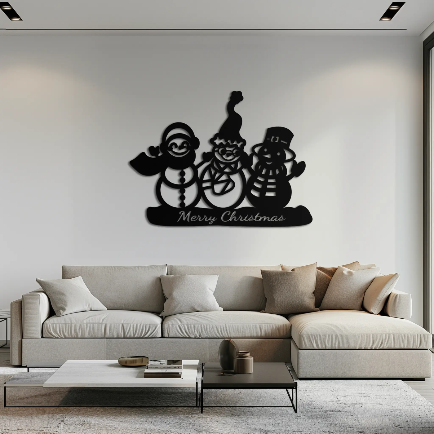 Frosty Trio Metal Wall Art - Merry Christmas Snowman Holiday Decor- KAF306 by Enova Art