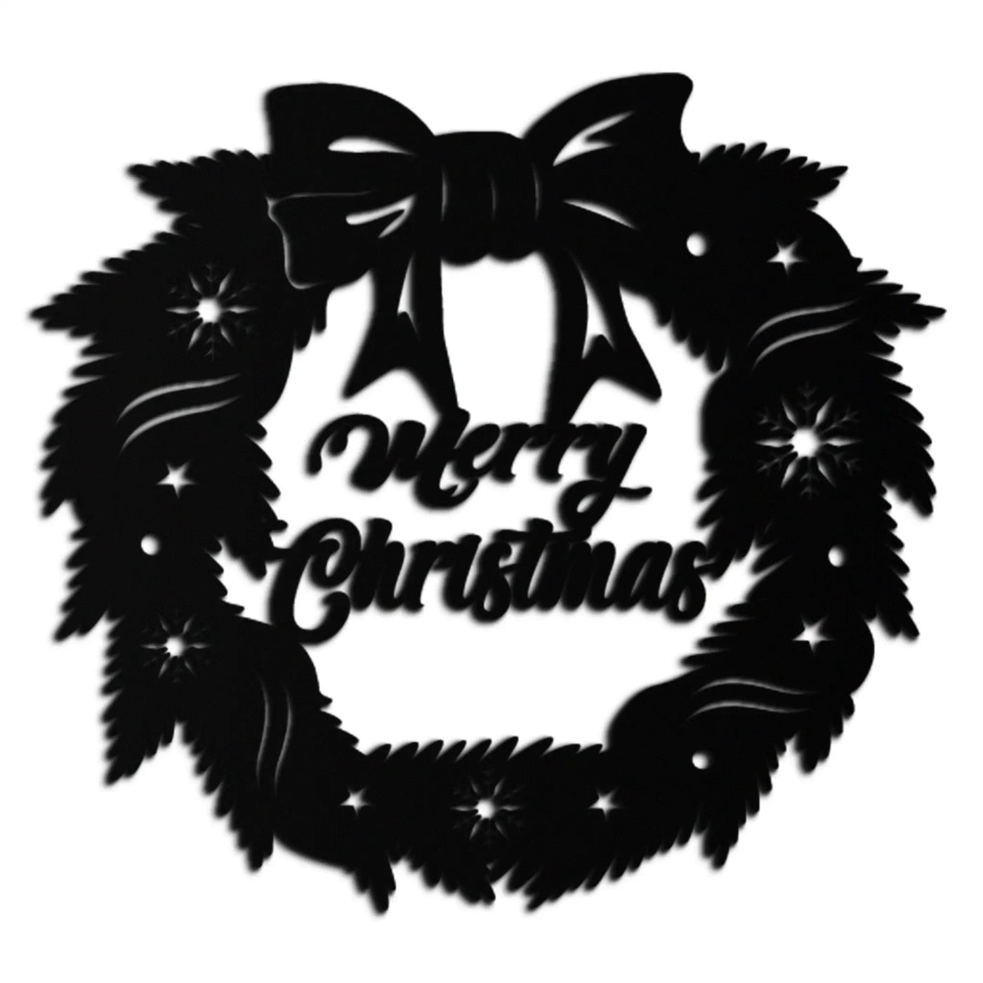 Merry Christmas Wreath Metal Wall Art - Festive Holiday Steel Decoration- KAF307 by Enova Art