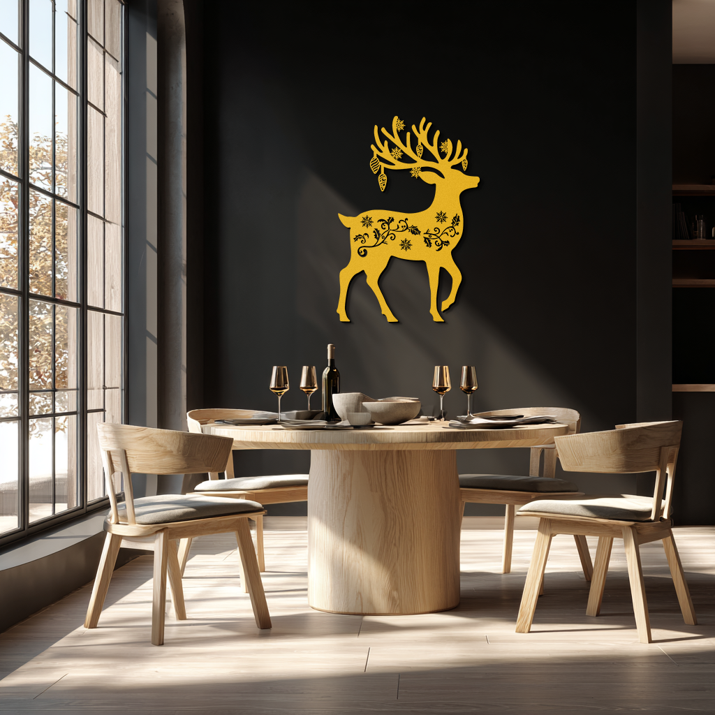 Christmas Reindeer Metal Wall Art - Decorative Holiday Steel Deer Design- KAF308 by Enova Art