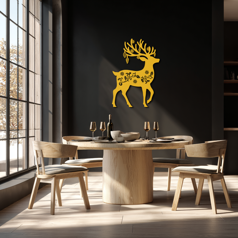 Christmas Reindeer Metal Wall Art - Decorative Holiday Steel Deer Design- KAF308 by Enova Art