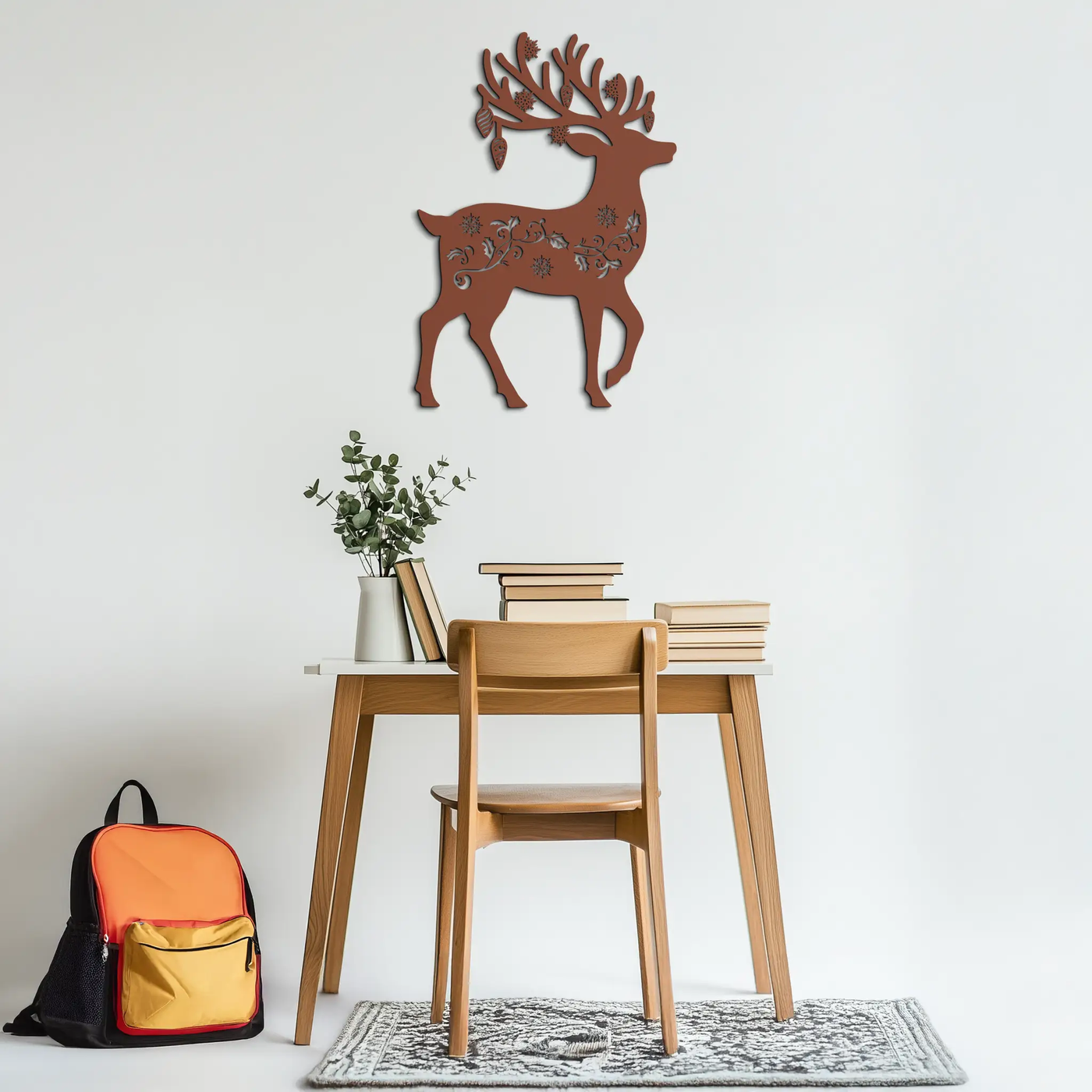 Christmas Reindeer Metal Wall Art - Decorative Holiday Steel Deer Design- KAF308 by Enova Art