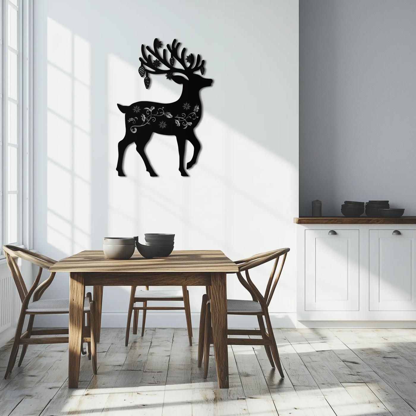 Christmas Reindeer Metal Wall Art - Decorative Holiday Steel Deer Design- KAF308 by Enova Art