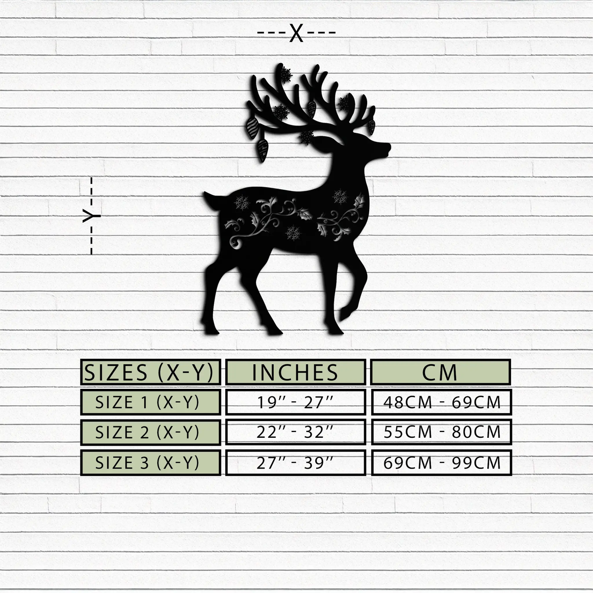 Christmas Reindeer Metal Wall Art - Decorative Holiday Steel Deer Design- KAF308 by Enova Art