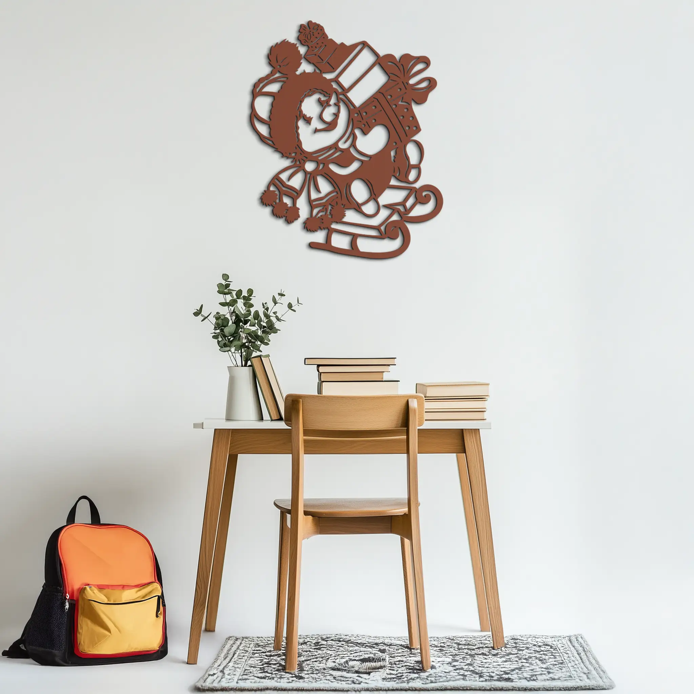 Christmas Snowman Metal Wall Art - Festive Holiday Gift Decor with Cute Snowman on Sled- KAF310 by Enova Art