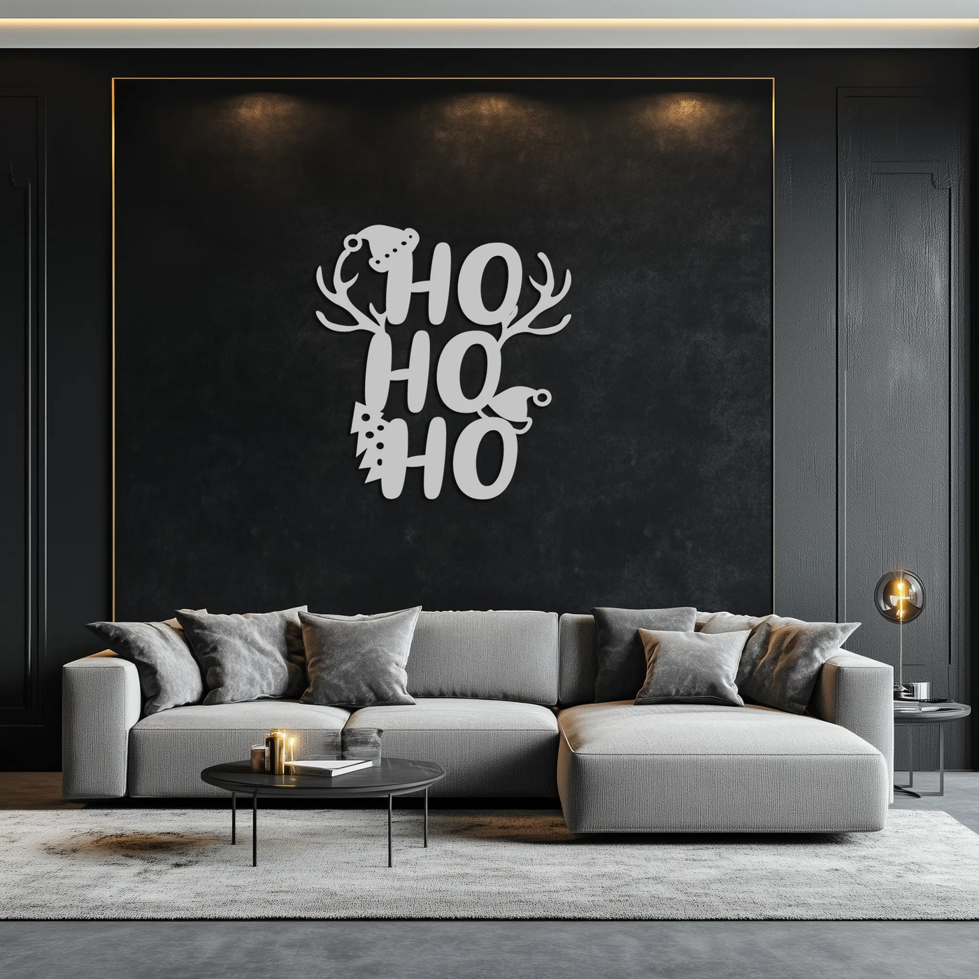 HO HO HO Metal Wall Art - Christmas Reindeer Antler Holiday Decor- KAF312 by Enova Art