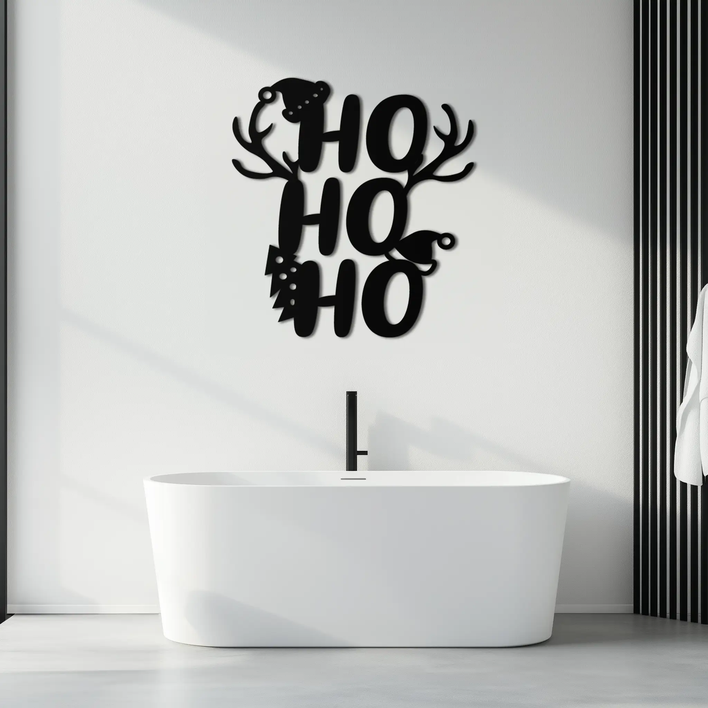 HO HO HO Metal Wall Art - Christmas Reindeer Antler Holiday Decor- KAF312 by Enova Art