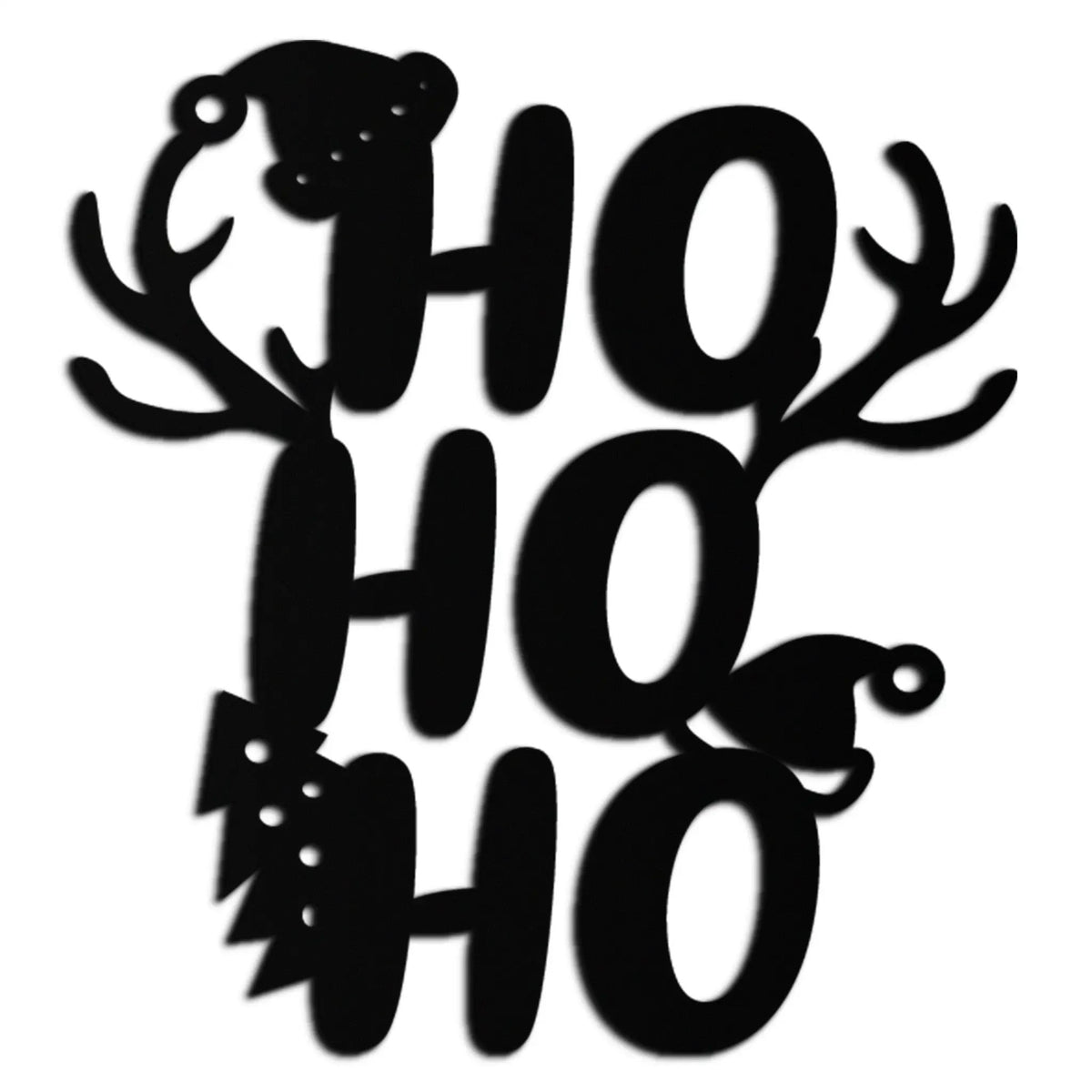 HO HO HO Metal Wall Art - Christmas Reindeer Antler Holiday Decor- KAF312 by Enova Art