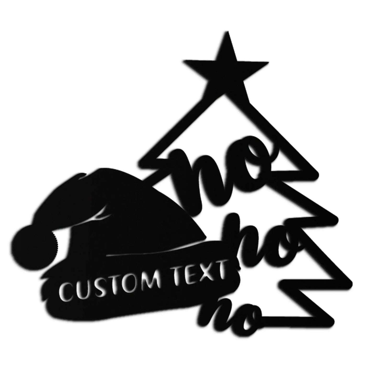 Ho Ho Ho Santa Hat & Tree Metal Wall Art - Customizable Holiday Decor- KAF314 by Enova Art
