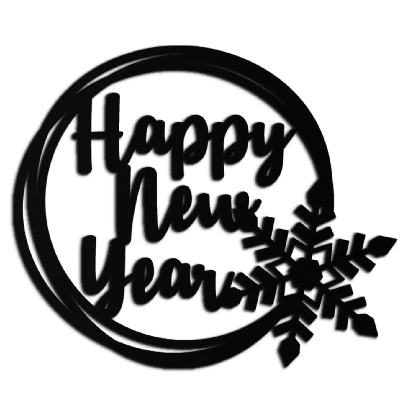 Happy New Year Snowflake Metal Wall Art - Holiday Round Steel Christmas Decor- KAF315 by Enova Art