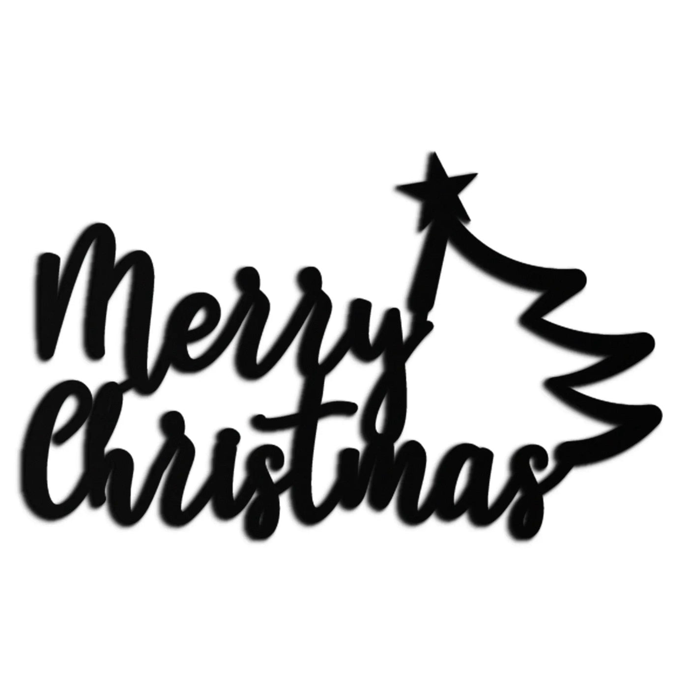 Merry Christmas Tree Metal Wall Art - Holiday Season Script Steel Decor- KAF316 by Enova Art