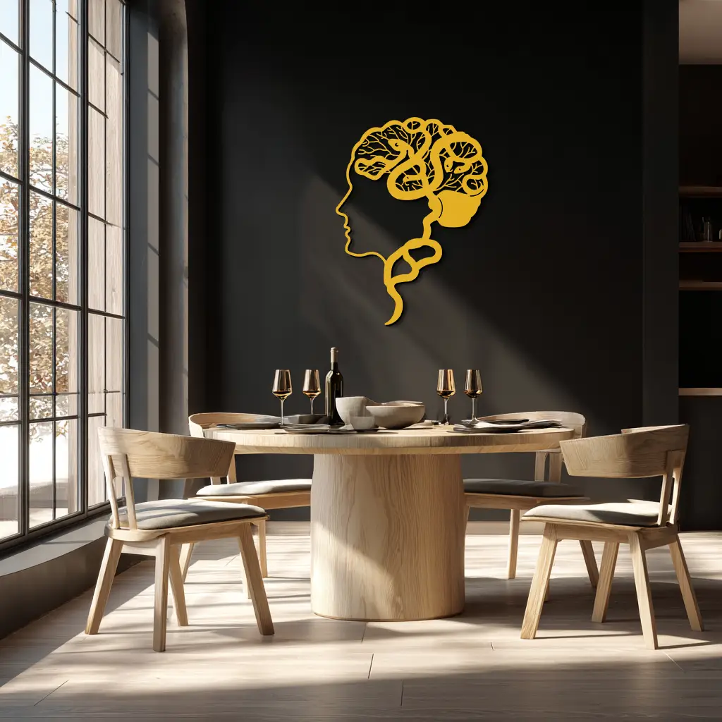 Brain Tree Metal Wall Art - Abstract Woman Head Silhouette Steel Decor- KAF318 by Enova Art