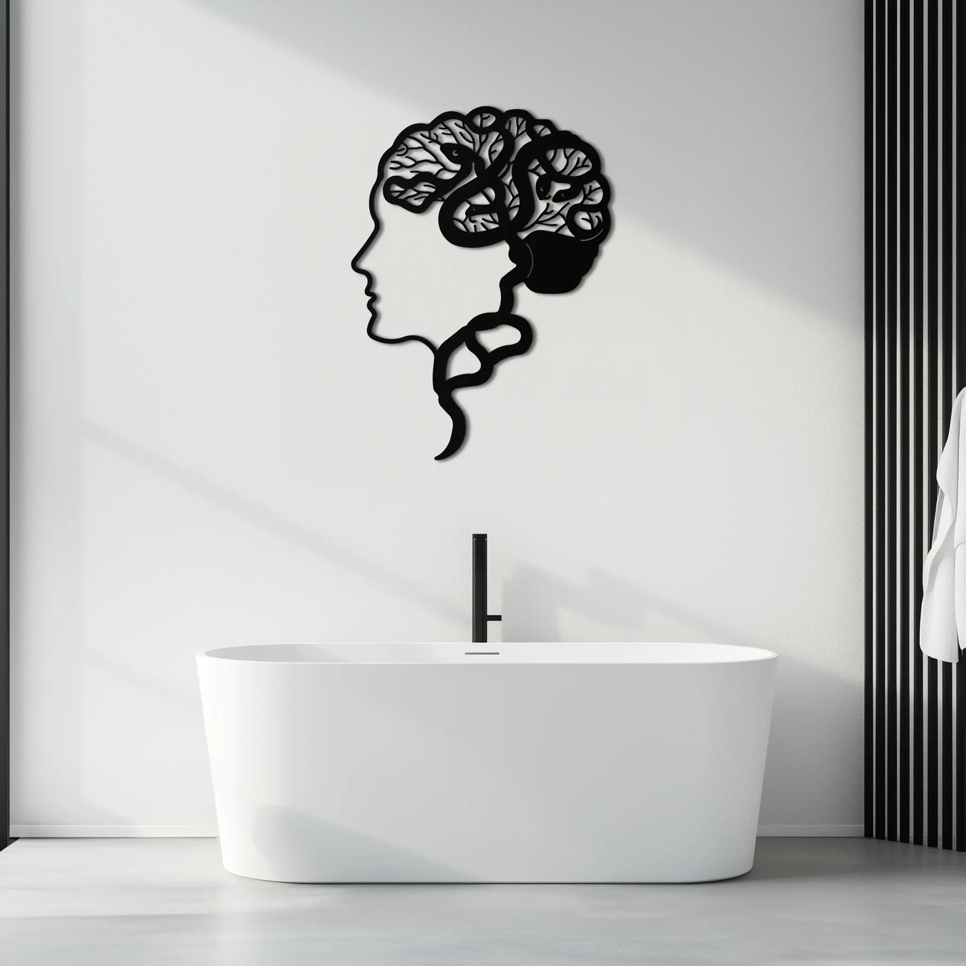 Brain Tree Metal Wall Art - Abstract Woman Head Silhouette Steel Decor- KAF318 by Enova Art