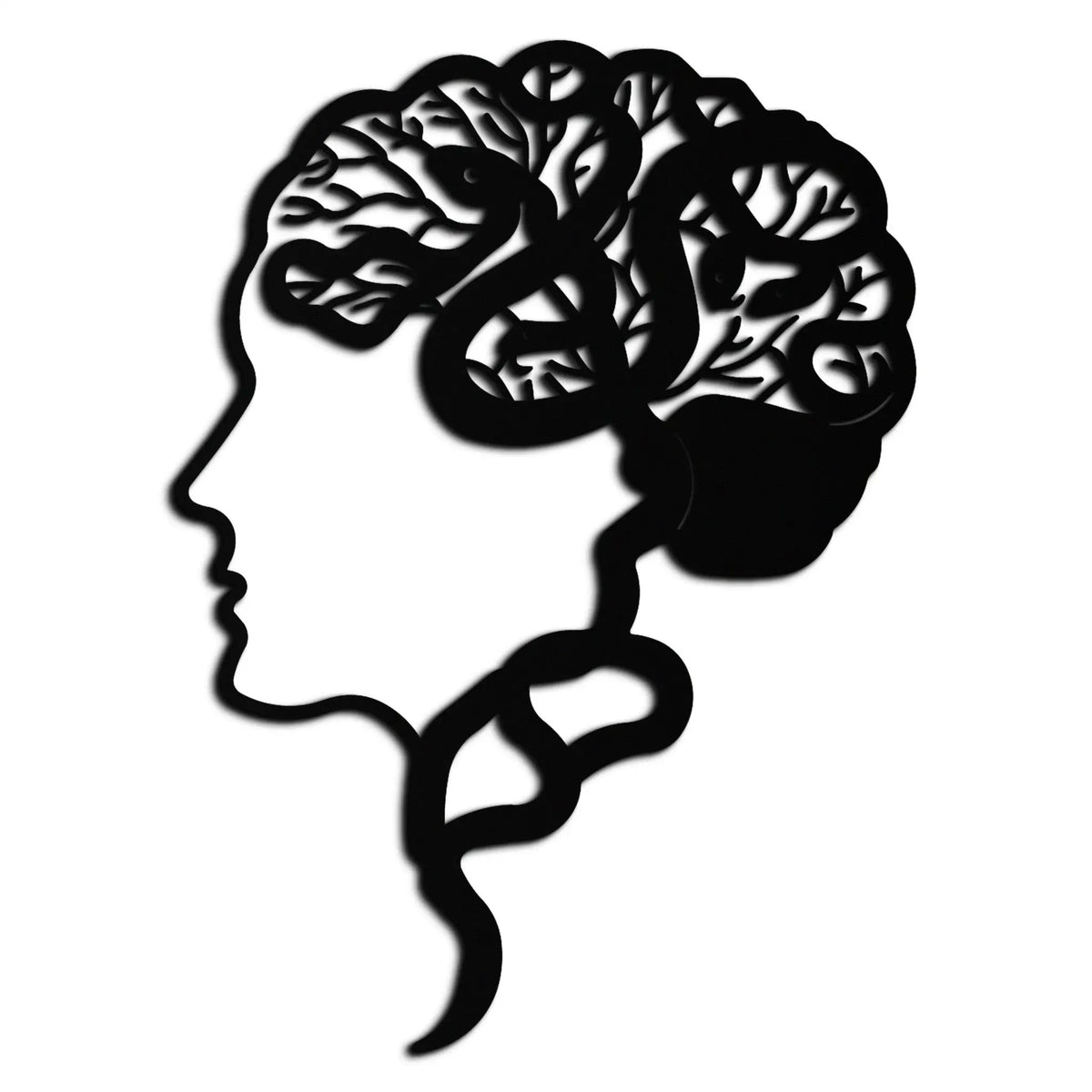 Brain Tree Metal Wall Art - Abstract Woman Head Silhouette Steel Decor- KAF318 by Enova Art