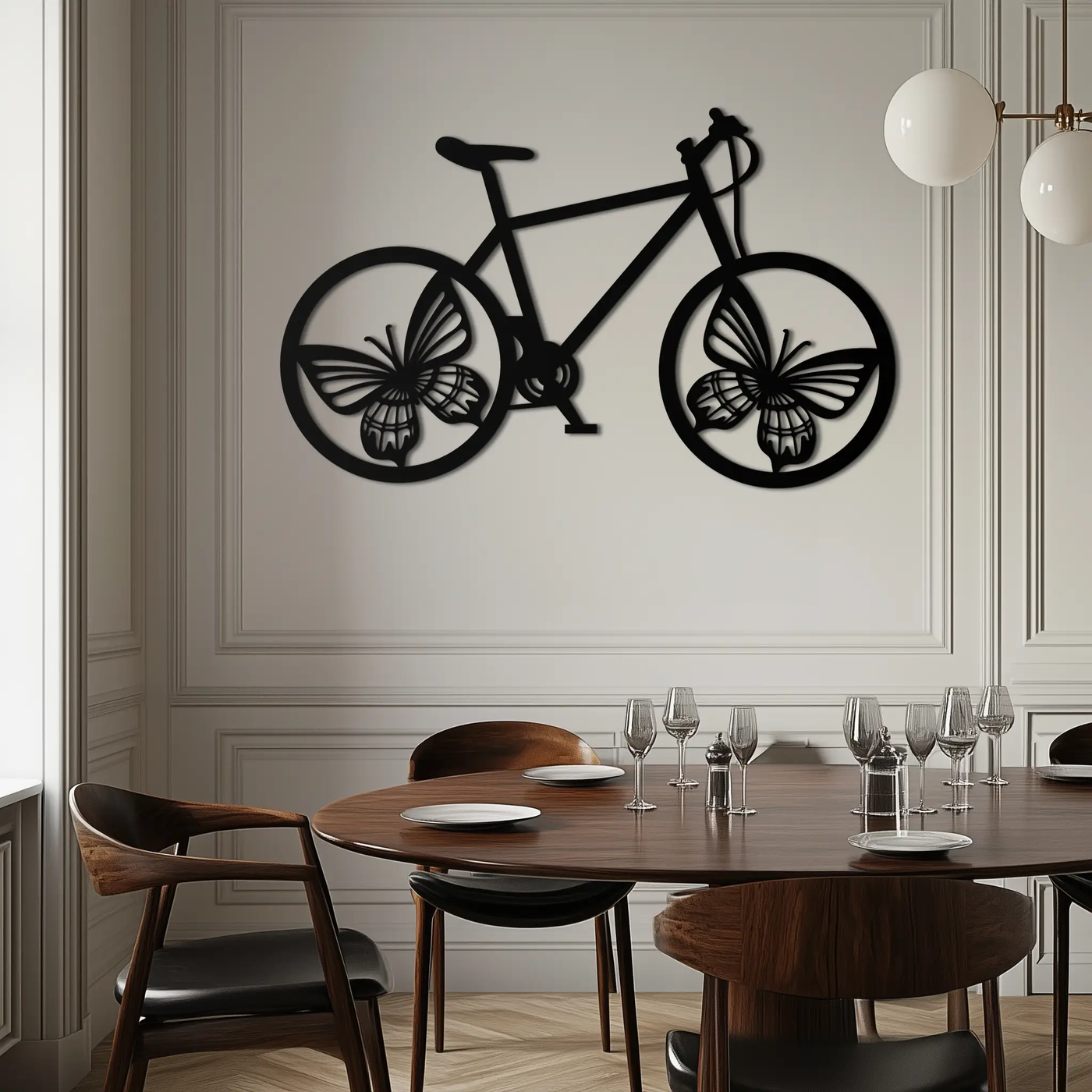 Butterfly Wheel Bicycle Metal Wall Art – Modern Artistic Bike Silhouette Decor- KAF319 by Enova Art
