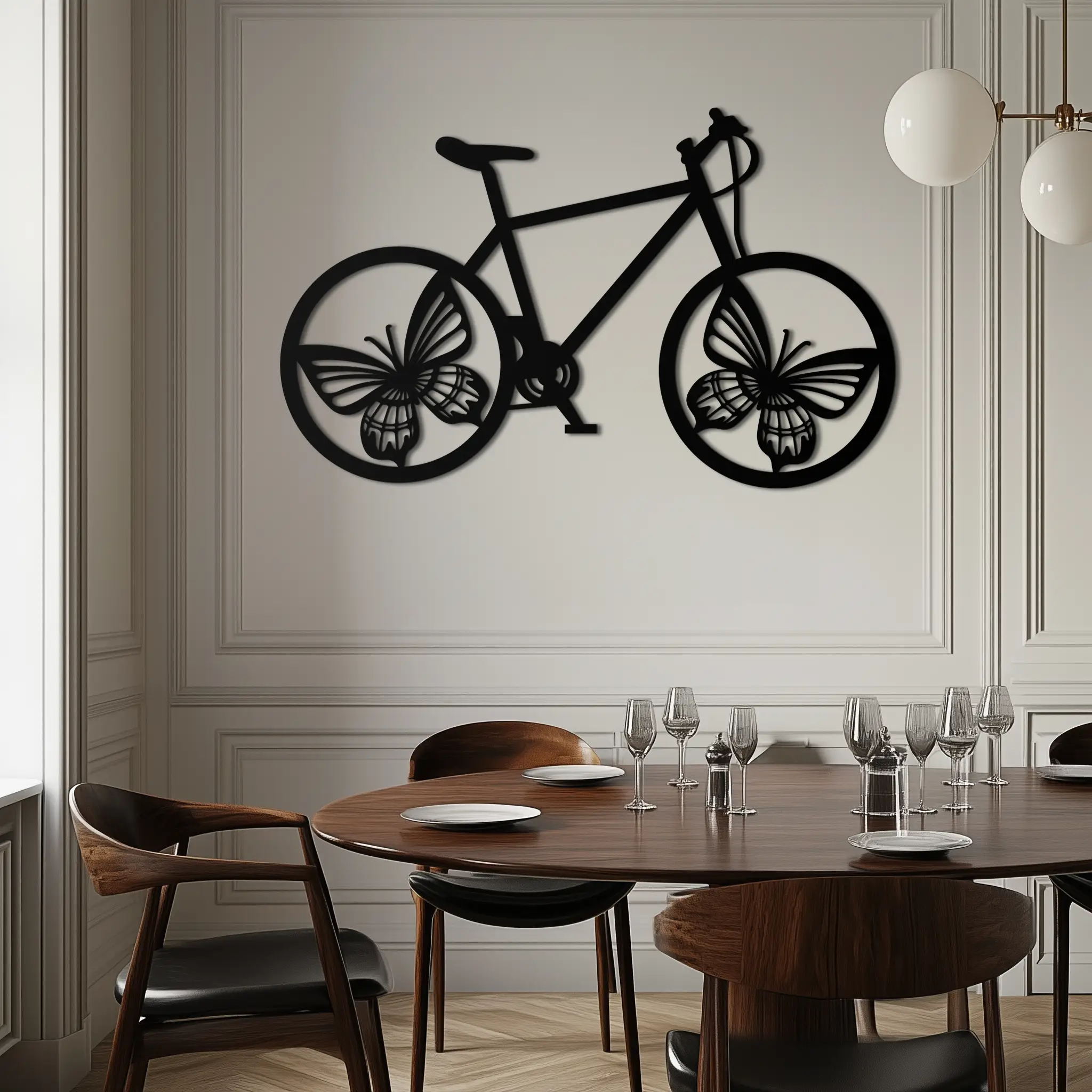 Butterfly Wheel Bicycle Metal Wall Art – Modern Artistic Bike Silhouette Decor- KAF319 by Enova Art