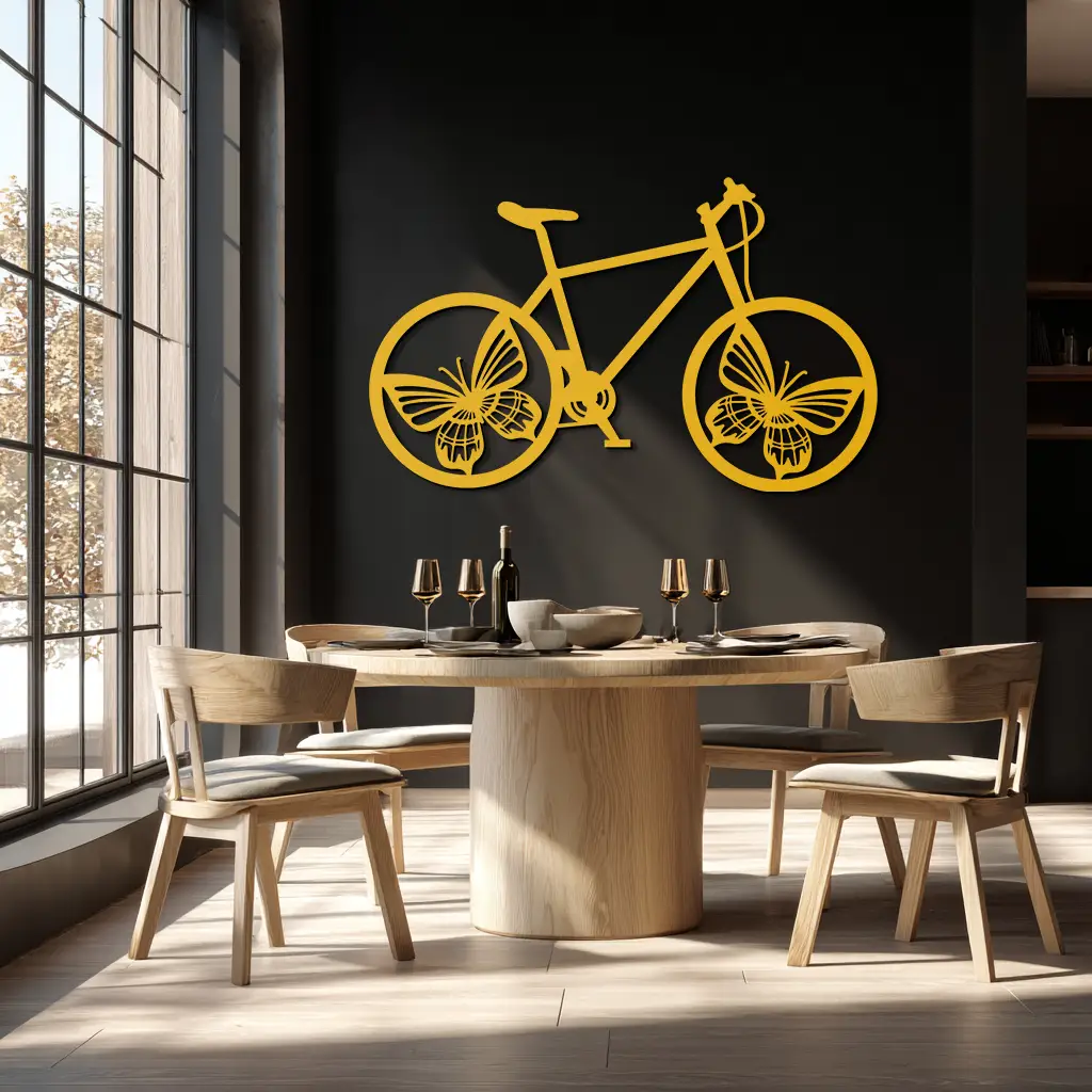 Butterfly Wheel Bicycle Metal Wall Art – Modern Artistic Bike Silhouette Decor- KAF319 by Enova Art