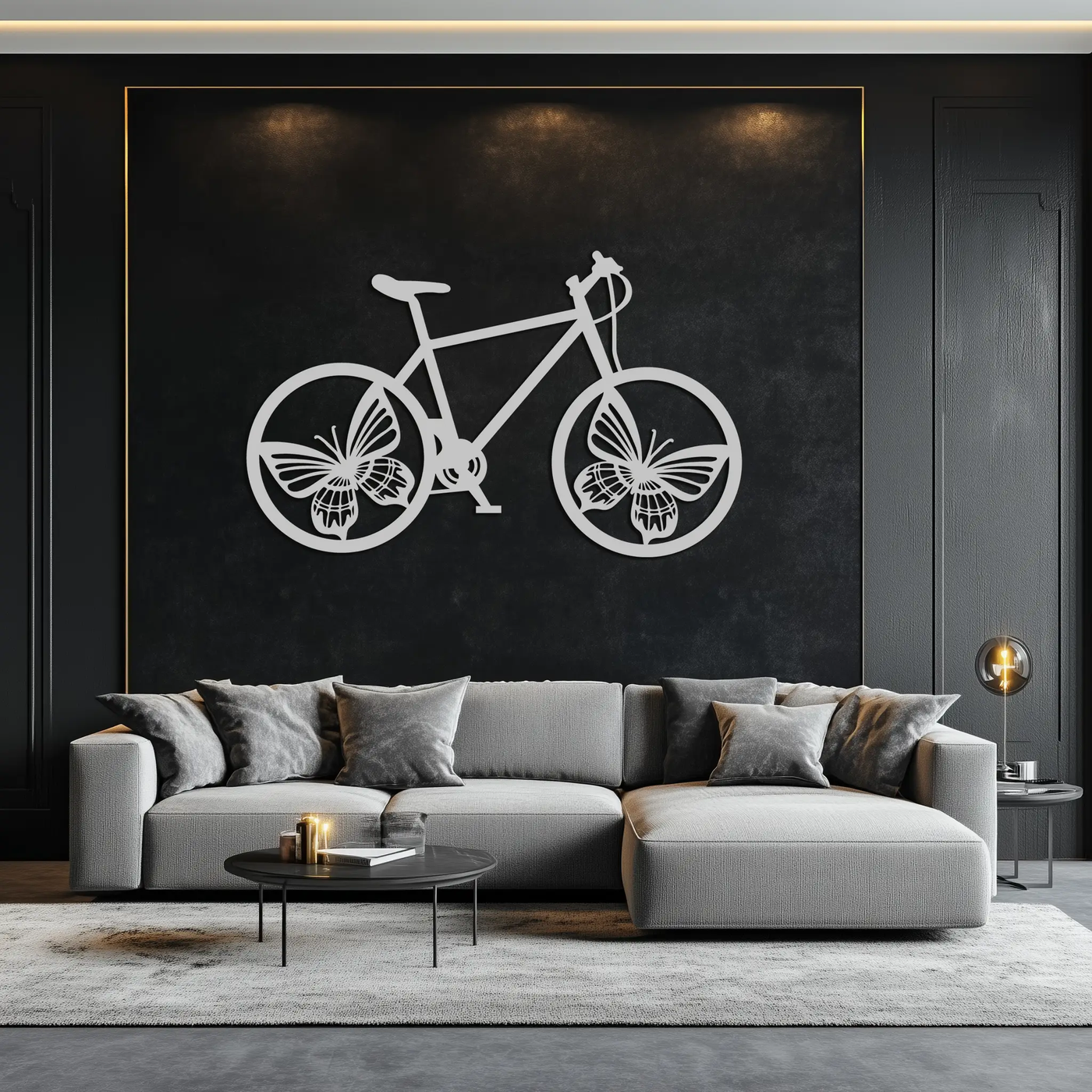 Butterfly Wheel Bicycle Metal Wall Art – Modern Artistic Bike Silhouette Decor- KAF319 by Enova Art