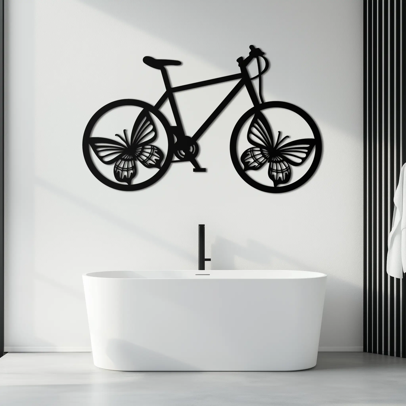 Butterfly Wheel Bicycle Metal Wall Art – Modern Artistic Bike Silhouette Decor- KAF319 by Enova Art