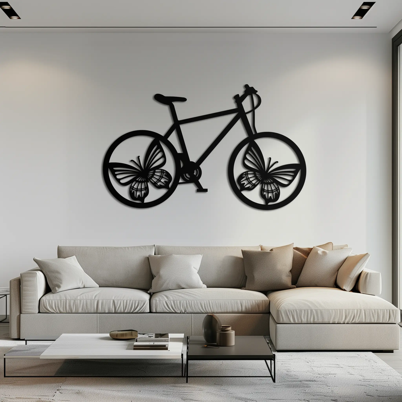 Butterfly Wheel Bicycle Metal Wall Art – Modern Artistic Bike Silhouette Decor- KAF319 by Enova Art