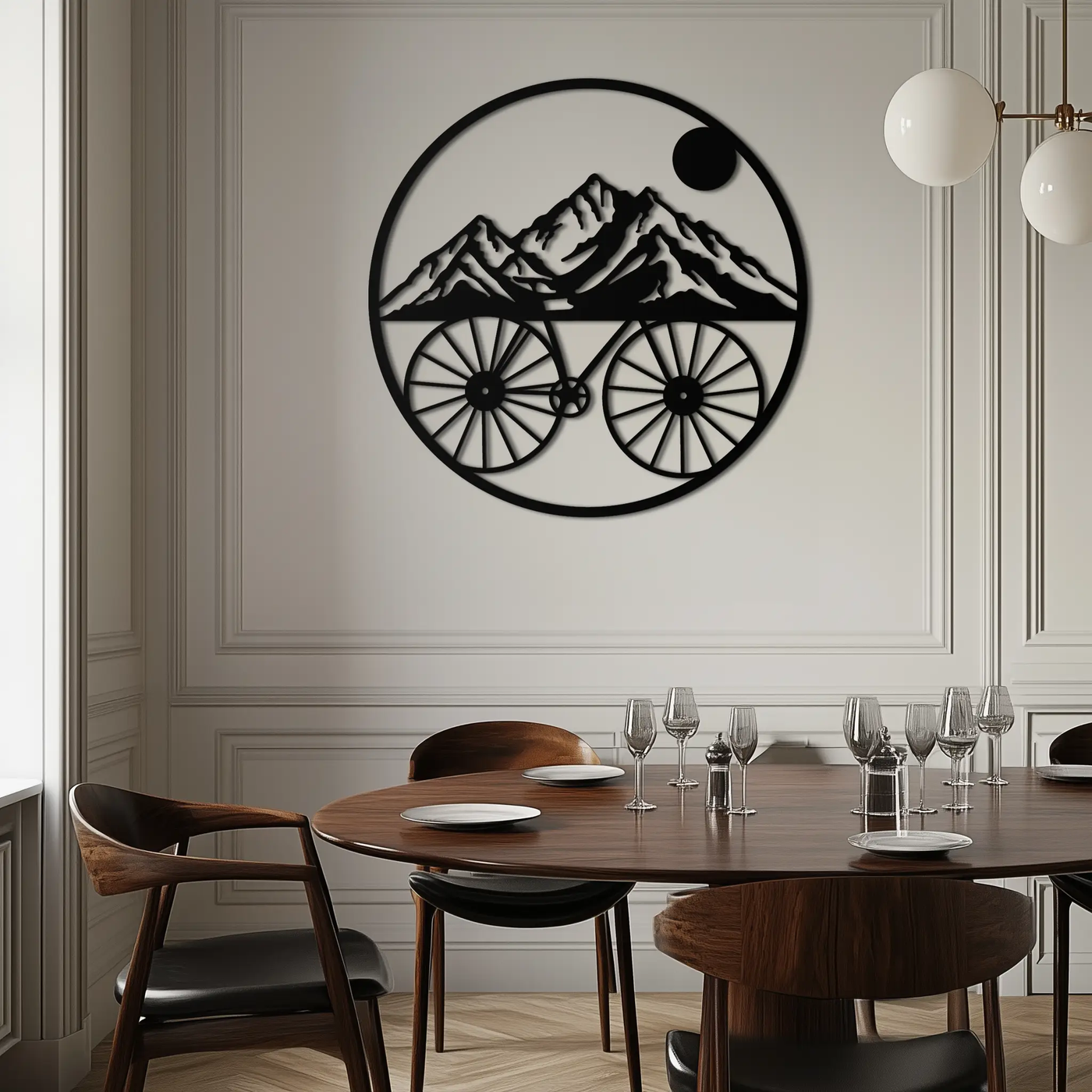 Mountain Bike Silhouette Metal Wall Art - Scenic Bicycle and Nature Scene Decor- KAF320 by Enova Art