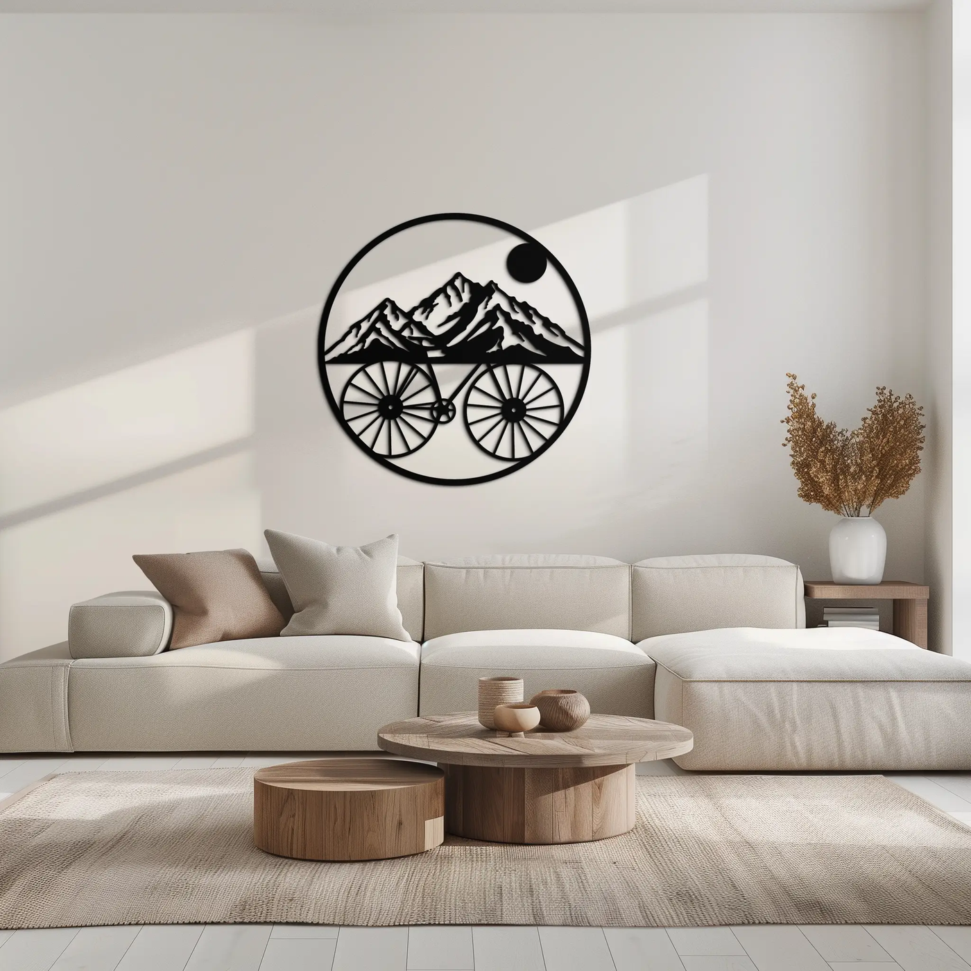 Mountain Bike Silhouette Metal Wall Art - Scenic Bicycle and Nature Scene Decor- KAF320 by Enova Art