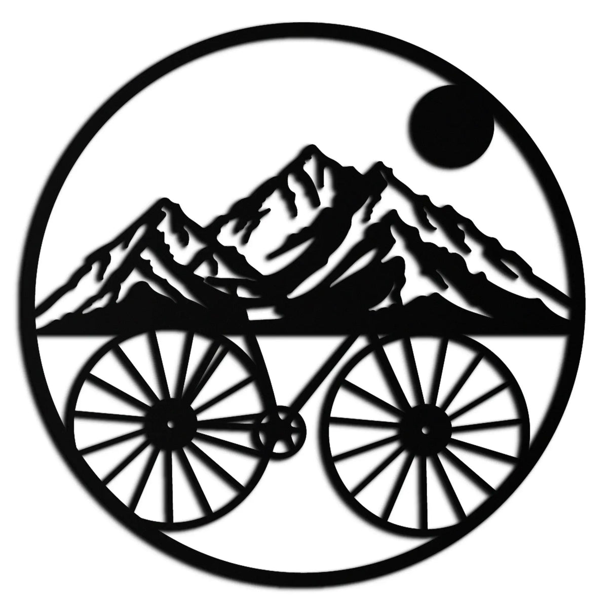 Mountain Bike Silhouette Metal Wall Art - Scenic Bicycle and Nature Scene Decor- KAF320 by Enova Art