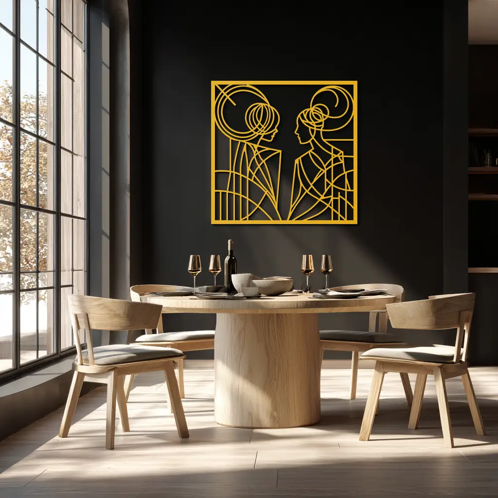 Abstract Female Duo Silhouette Metal Wall Art – Modern Minimalist Women Line Design- KAF324 by Enova Art