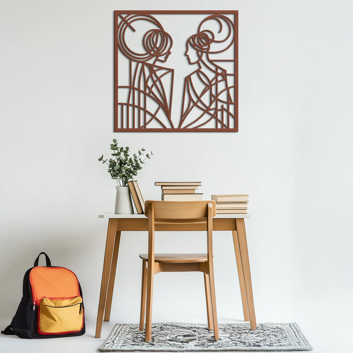 Abstract Female Duo Silhouette Metal Wall Art – Modern Minimalist Women Line Design- KAF324 by Enova Art