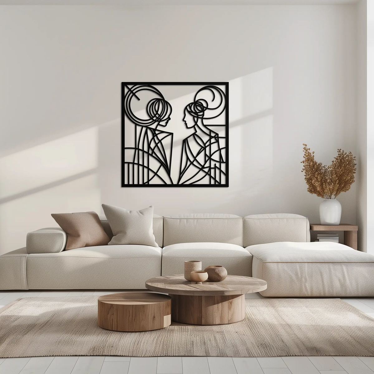 Abstract Female Duo Silhouette Metal Wall Art – Modern Minimalist Women Line Design- KAF324 by Enova Art