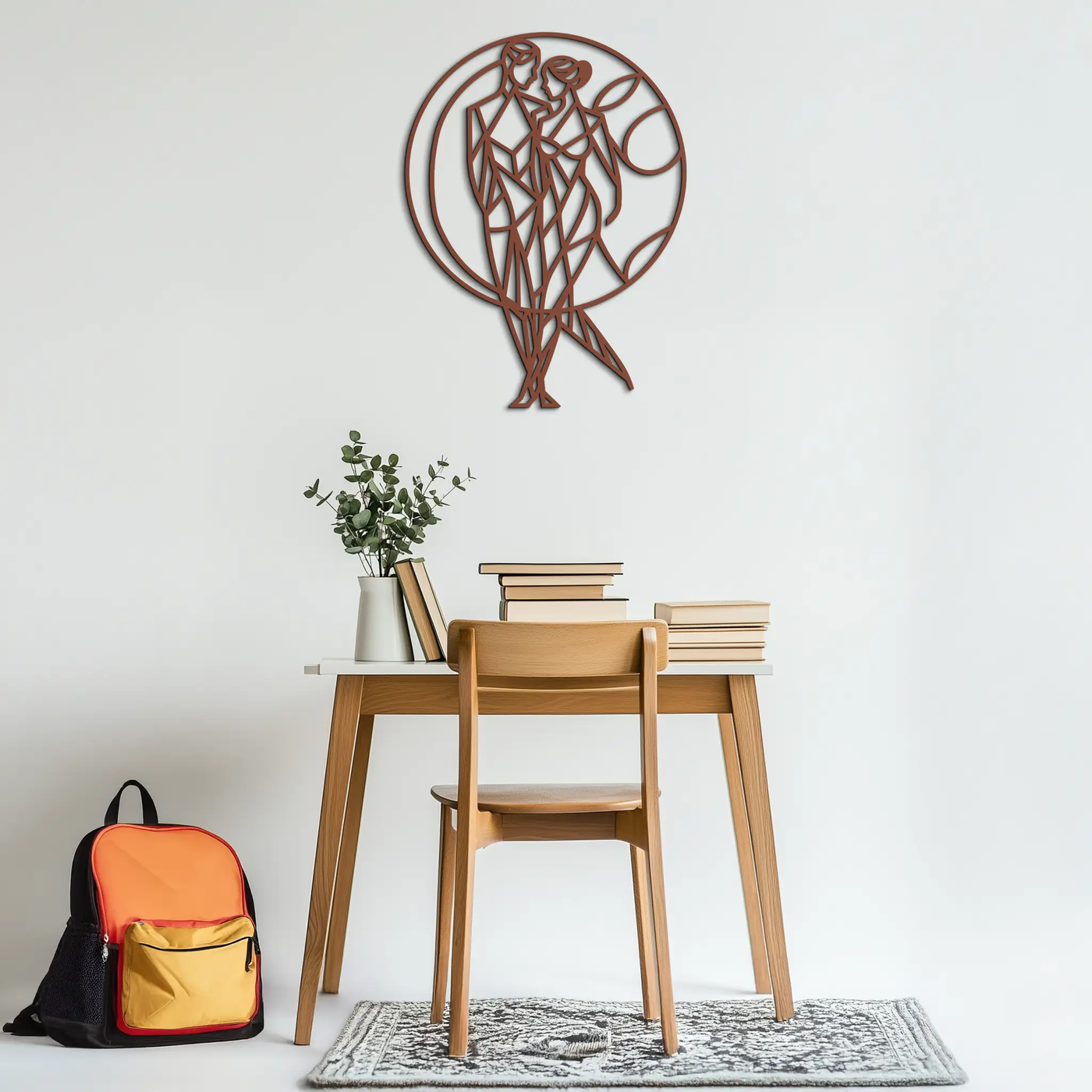 Geometric Couple Silhouette Wall Art – Modern Romantic Metal Wall Decor- KAF325 by Enova Art