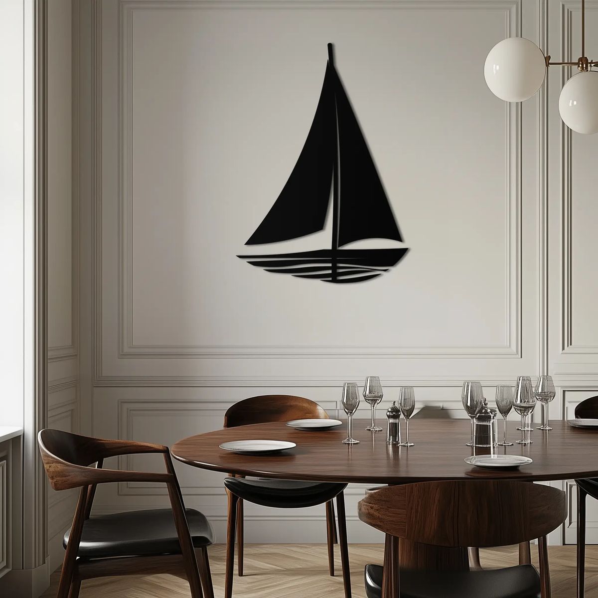 Nautical Sailboat Silhouette Metal Wall Art – Minimalist Ocean-Inspired Steel Decor- KAF326 by Enova Art