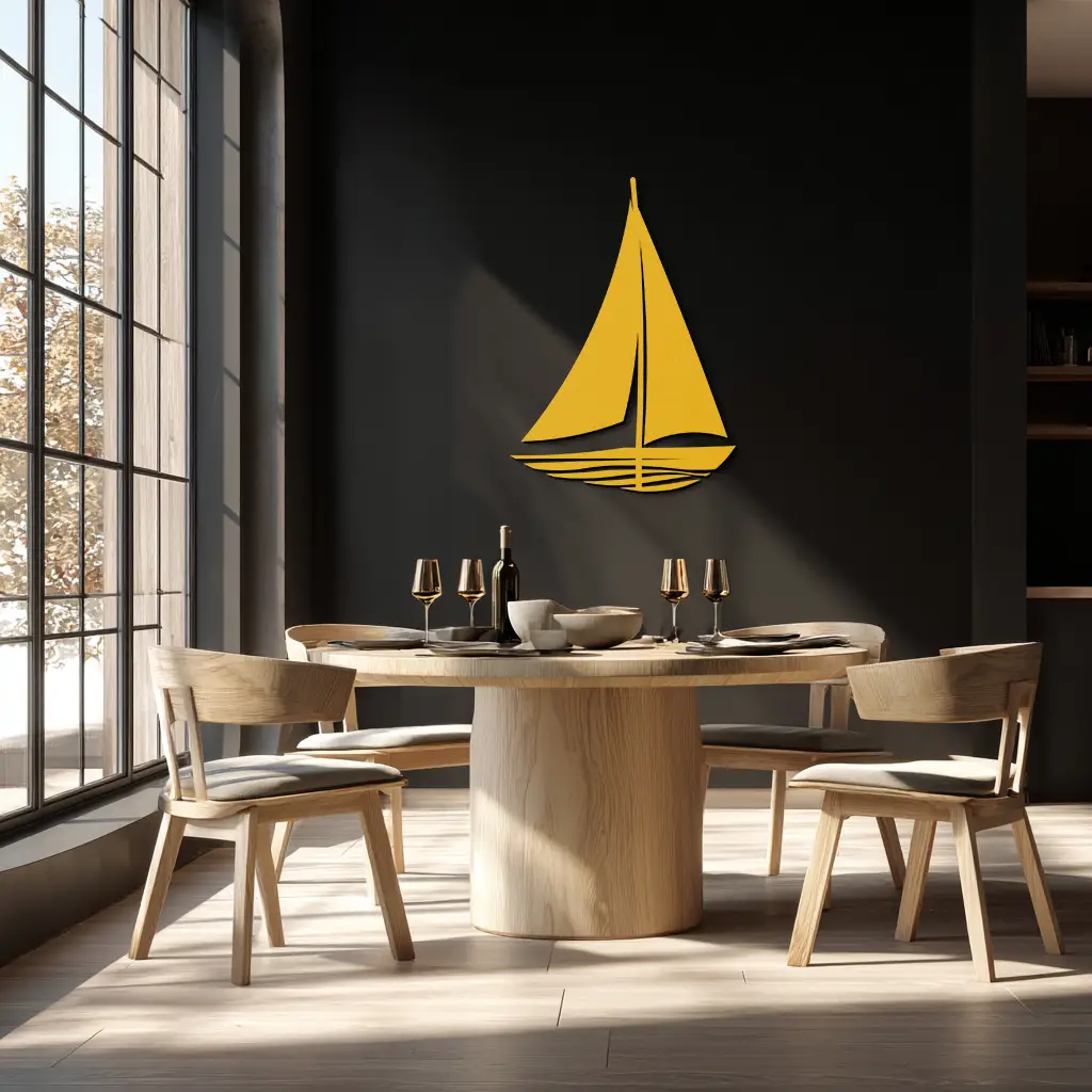 Nautical Sailboat Silhouette Metal Wall Art – Minimalist Ocean-Inspired Steel Decor- KAF326 by Enova Art