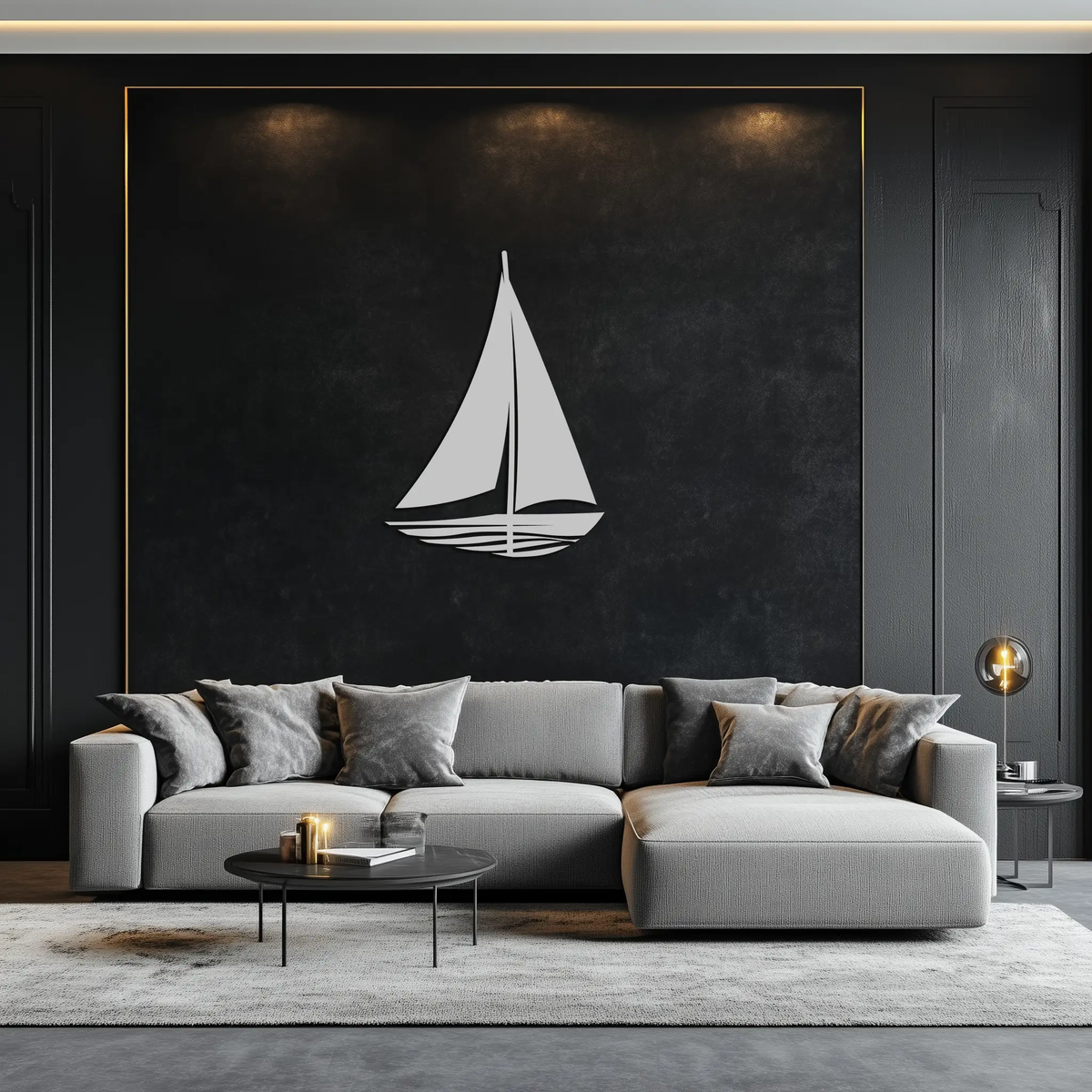 Nautical Sailboat Silhouette Metal Wall Art – Minimalist Ocean-Inspired Steel Decor- KAF326 by Enova Art