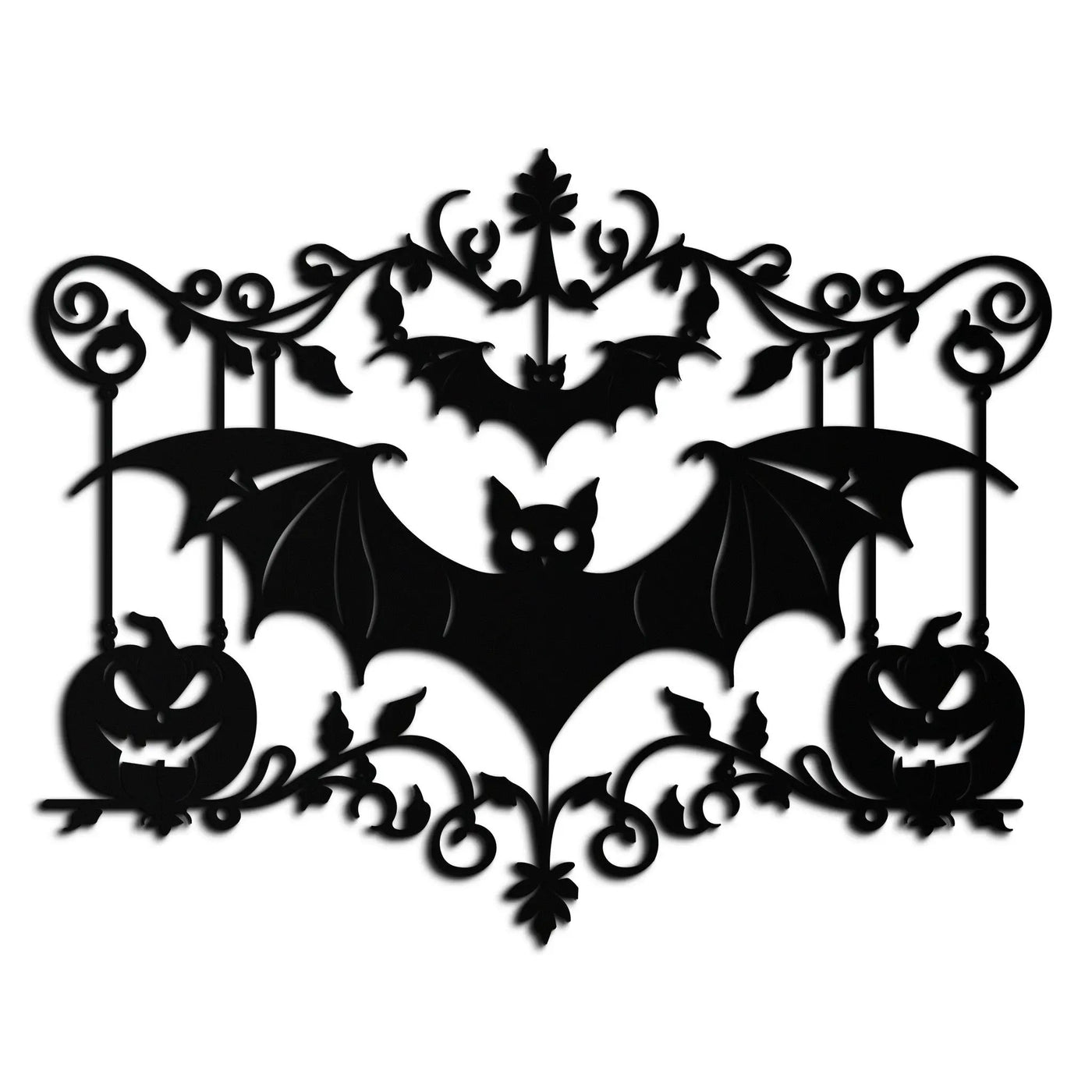 Halloween Bat Pumpkin Metal Wall Art – Spooky Jack-O'-Lantern Steel Decor- KAF328 by Enova Art