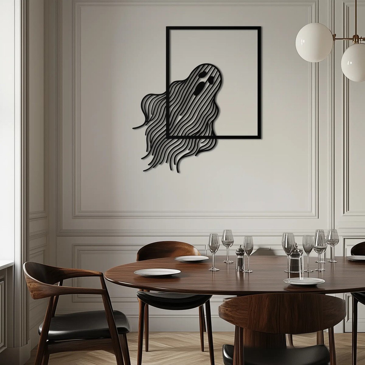 Ghost Metal Wall Art – Spooky Ghost Silhouette Steel Decor for Halloween or Gothic Interiors- KAF329 by Enova Art